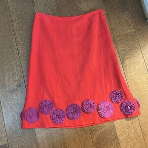 Elegant Red Skirt with Purple Accents
